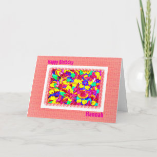 Happy Birthday Hannah in Peachy Pink Card