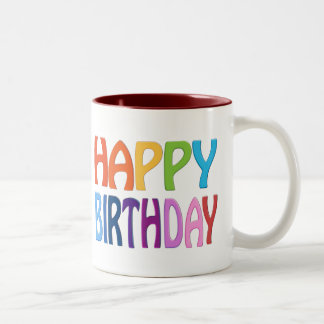Happy Birthday - Happy Colourful Greeting Two-Tone Coffee Mug