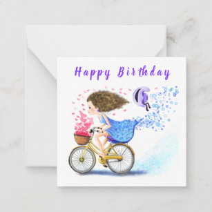 Happy Birthday - Happy Young Girl On A Bike Card