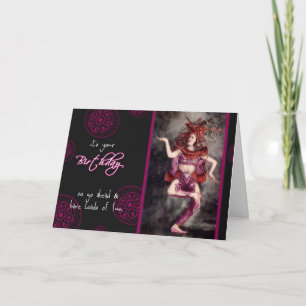 Happy birthday, have loads of fun, vintage dancer card