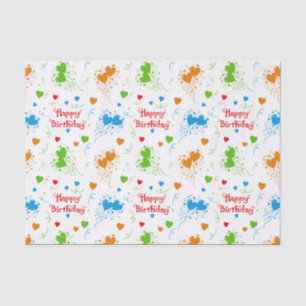 Happy Birthday Heart Balloons Tissue Paper