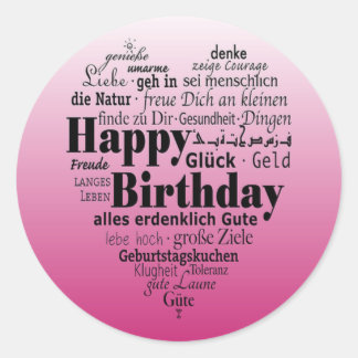 Happy Birthday Heart Classic Round Sticker