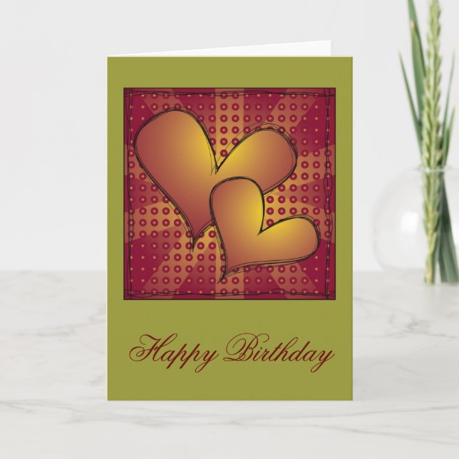 "Happy Birthday" Heart Design Card (Front)