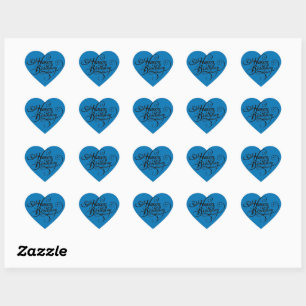 Happy Birthday Heart French Blue Sticker