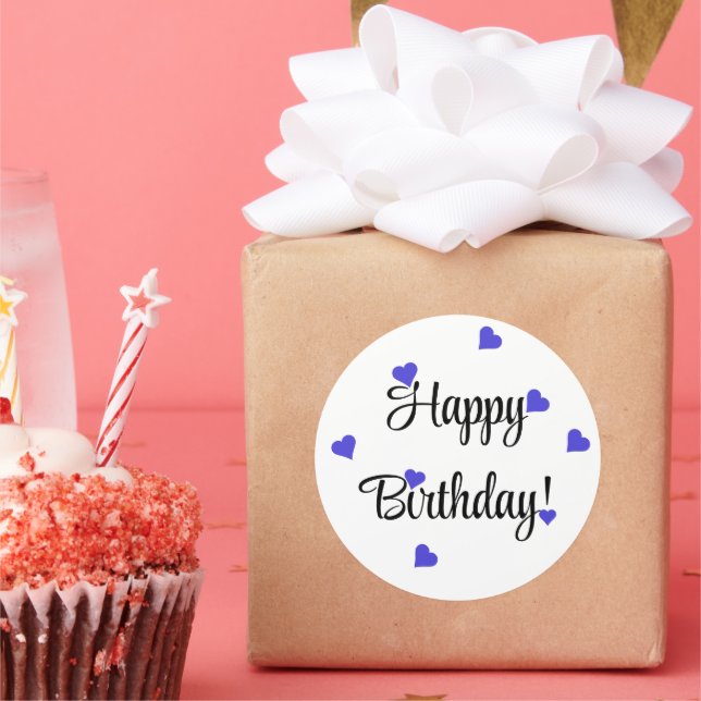 Happy Birthday Heart Simple Classic Round Sticker (Party)