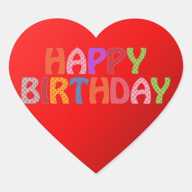 Happy Birthday Heart Sticker (Front)