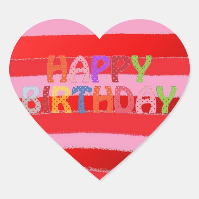 Happy Birthday Heart Sticker (Front)