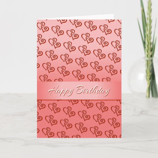 Happy Birthday Hearts Greeting Card (Front)