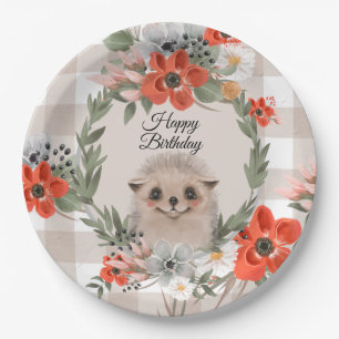 Happy Birthday Hedgehog Paper Plate