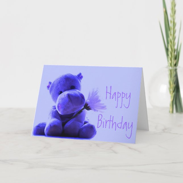Happy Birthday Hippo Greeting Card (Front)