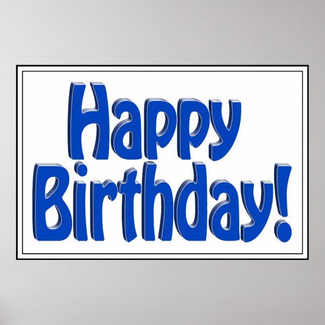 Happy Birthday HOBO Text - Blue Poster (Front)