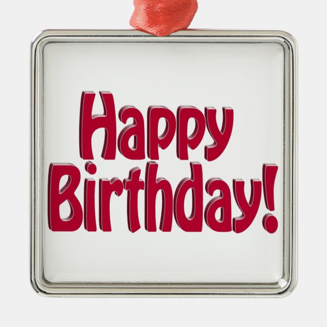 Happy Birthday HOBO Text - Red Metal Ornament (Front)