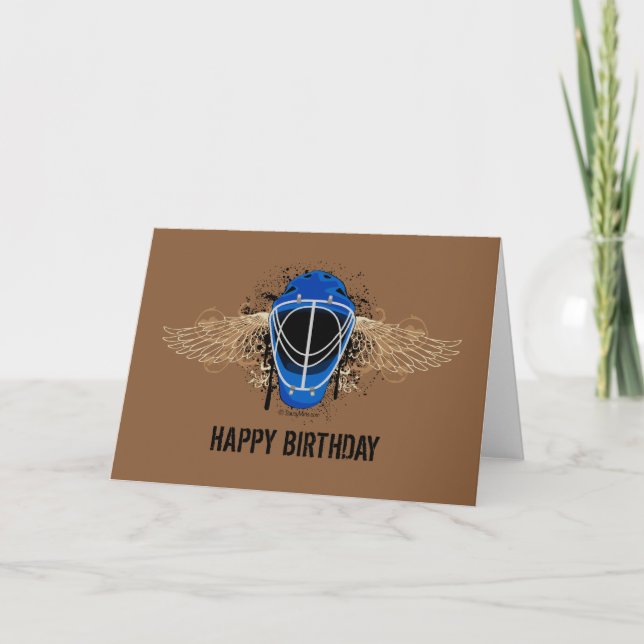 Happy Birthday Hockey Goalie Mask Greeting Card (Front)