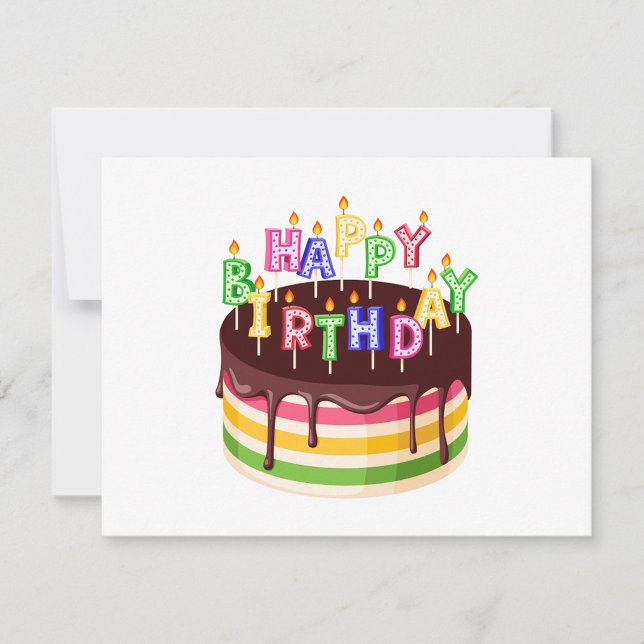 Happy Birthday  Holiday Card (Happy Birthday colorful layered birthday cake!)