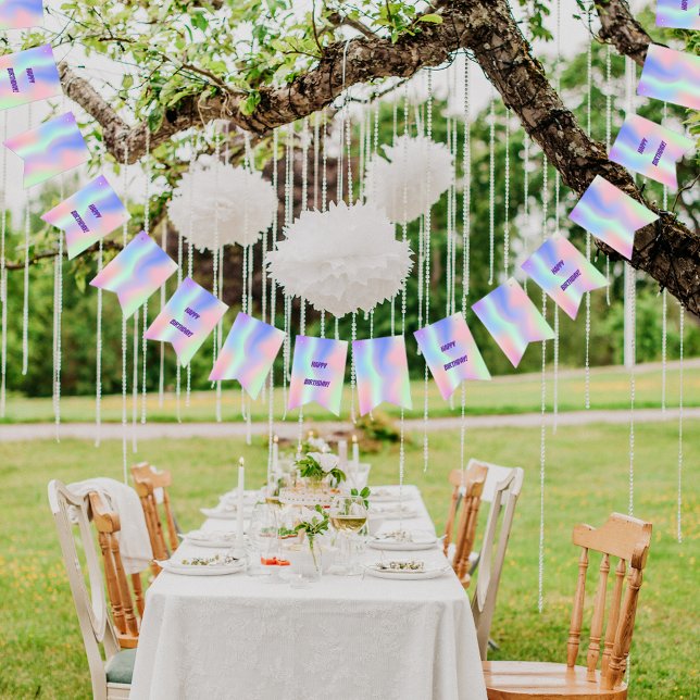 Happy Birthday holographic pink purple Bunting Flags (Creator Uploaded)