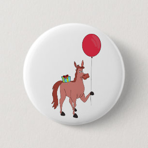 Happy Birthday Horse 2 Inch Round Button