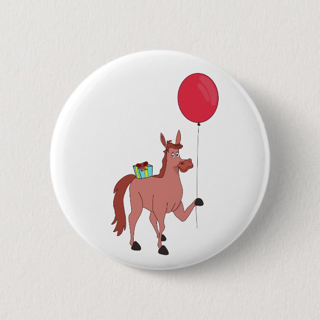 Happy Birthday Horse 2 Inch Round Button (Front)