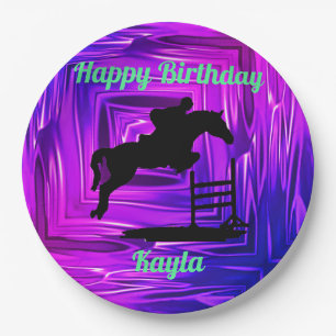 Happy Birthday Horse Hunter Jumper Equestrian Paper Plate