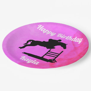 Happy Birthday Horse Hunter Jumper Equestrian Paper Plate