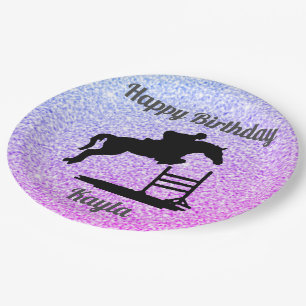 Happy Birthday Horse Hunter Jumper Equestrian Paper Plate
