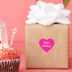 Happy Birthday Hot Pink White Typography Heart Sticker