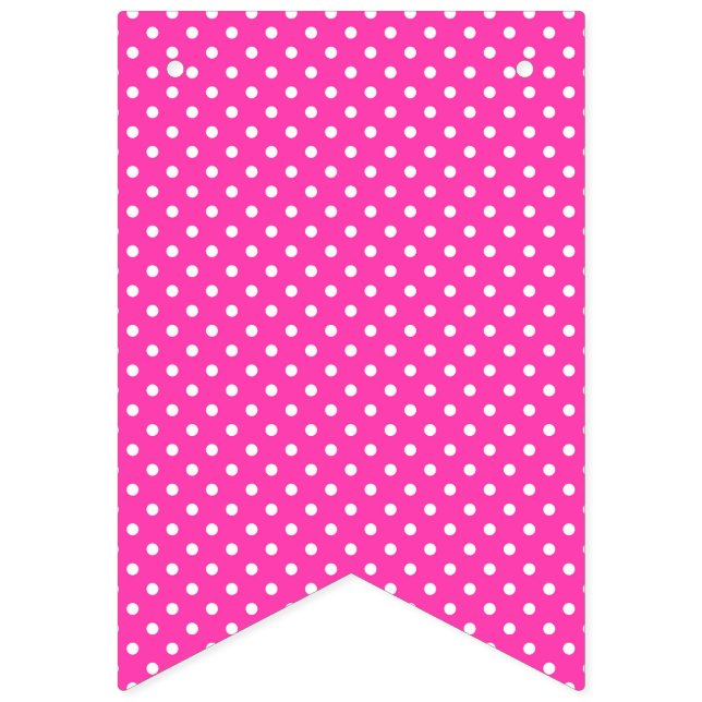 Happy Birthday Hot Pink with White Polka Dots Bunting Flags (Seventh Flag)