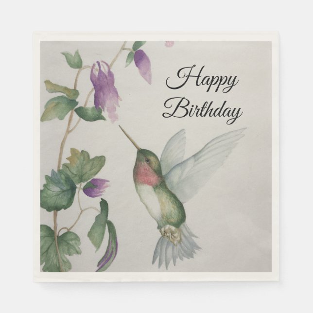 Happy Birthday Hummingbird Party Fun Stylish Napkin (Front)
