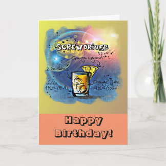 Happy Birthday Humour - Screwdriver Recipe Card
