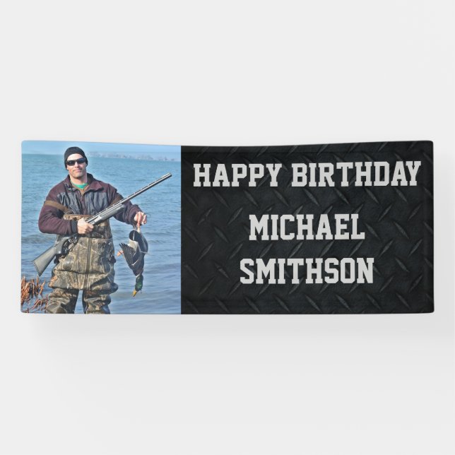 Happy Birthday Hunting Men's Photo Banner (Horizontal)