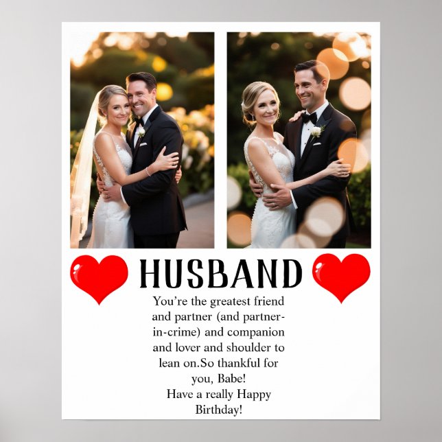 Happy Birthday Husband gifts 2 photo Poster (Front)