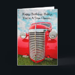 Happy Birthday Husband True Classic Car Card<br><div class="desc">Let your husband know that you like riding shotgun with him... or maybe you like driving that classic! A great card for the classic car aficionado that you're married to,  and love... .almost as much as he loves cars. LOL</div>