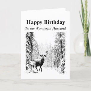 Happy Birthday Husband Vintage Stag, Deer Card