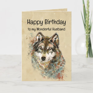 Happy Birthday Husband Wolf, Wolves Card