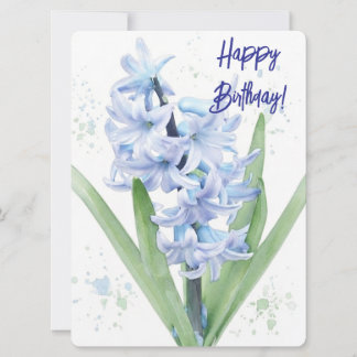 Happy birthday hyasinth watercolour floral love holiday card