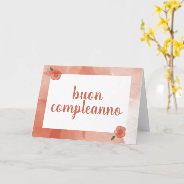 Happy Birthday in Italian Card (Yellow Flower)