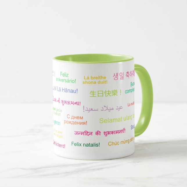 Happy Birthday in Languages from Around the World Mug (Front Right)
