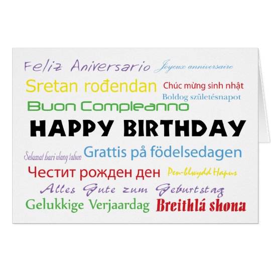 Happy Birthday in Many Languages Card | Zazzle.ca