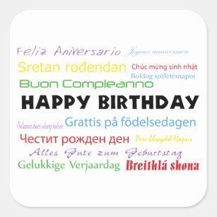 Happy Birthday in Many Languages Sticker