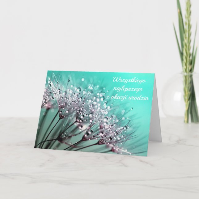 Happy Birthday in polish dandelion blank Card (Front)