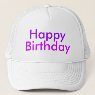 Happy Birthday in Purple and Magenta Party Trucker Hat
