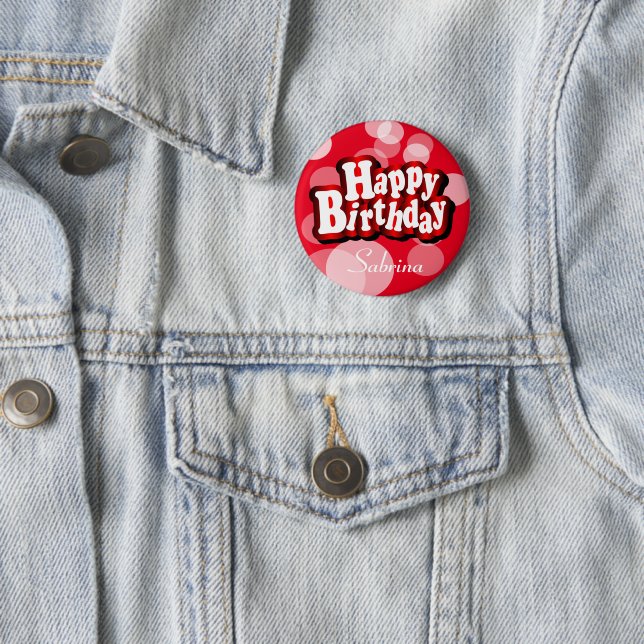 Happy Birthday in Red Bokeh 2 Inch Round Button (In Situ)