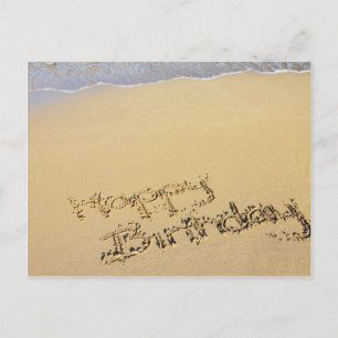 Happy birthday in sand postcard