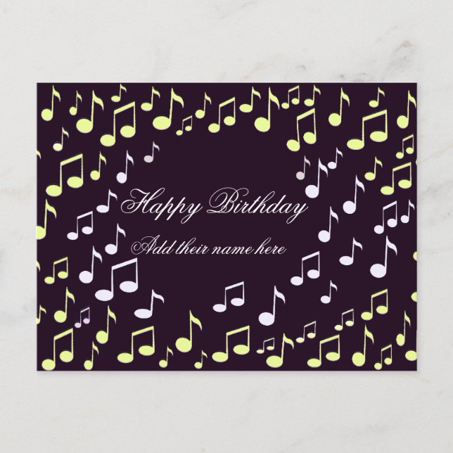 Happy Birthday- in song_ Postcard (Front)