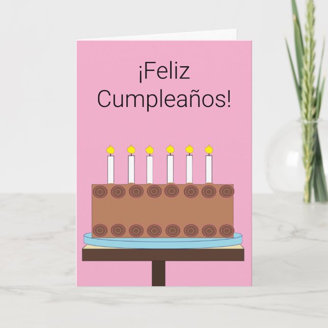 Happy Birthday in Spanish: Pink Blank Card (Front)