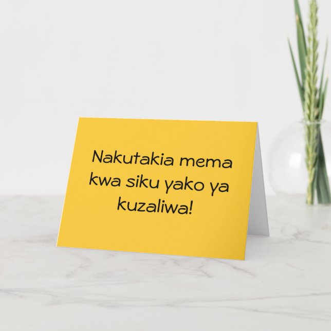 Happy Birthday in Swahili! Card (Front)
