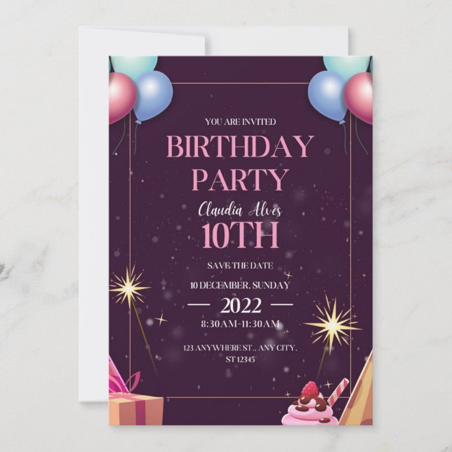 happy birthday invitation (Front)