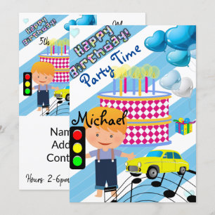 Happy Birthday Invitation Boy Car
