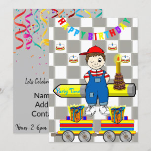 Happy Birthday Invitation Boy Trains