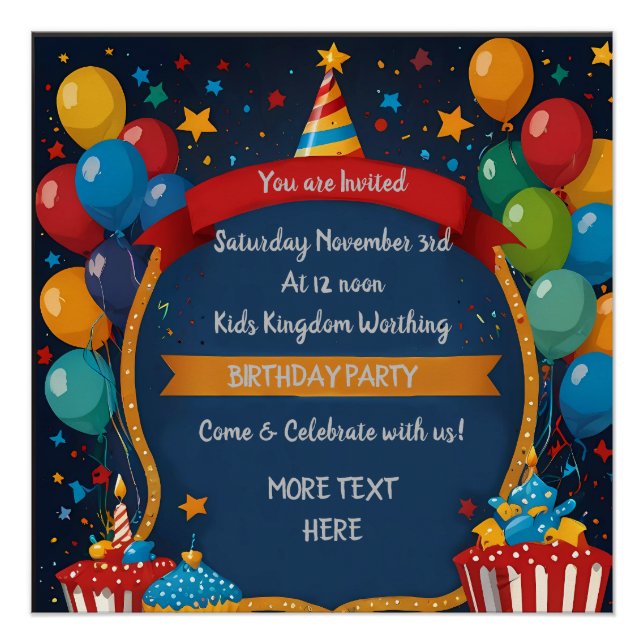 Happy Birthday Invite  Poster (Front)