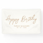 Happy Birthday Ivory Tan Modern Script